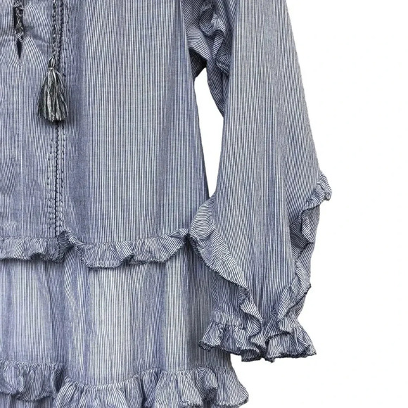 Ulla Johnson Essie Dress Gris/Grey Ruffled Lace-Up Tassels Hand-Stitching Size 2 - Picture 8 of 8